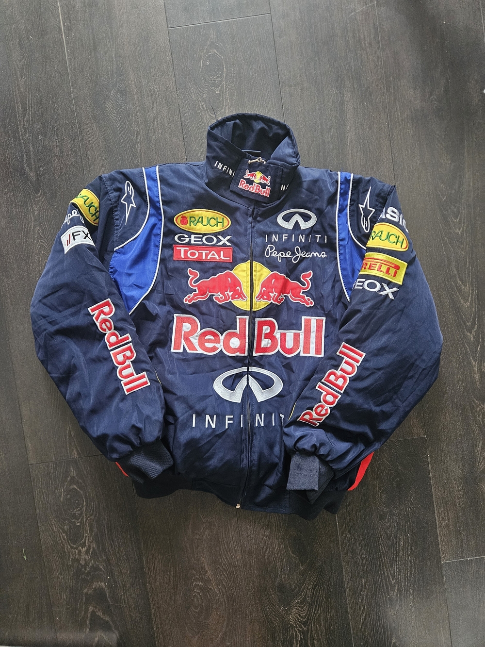 Racing Navy Logo Patch Zip Jacket